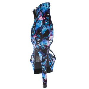 C Label Shoes - Dana Faux Silk Blue Butterfly Platform Heels C Label Shoes - Dana Faux Silk Blue Butterfly Platform Heels